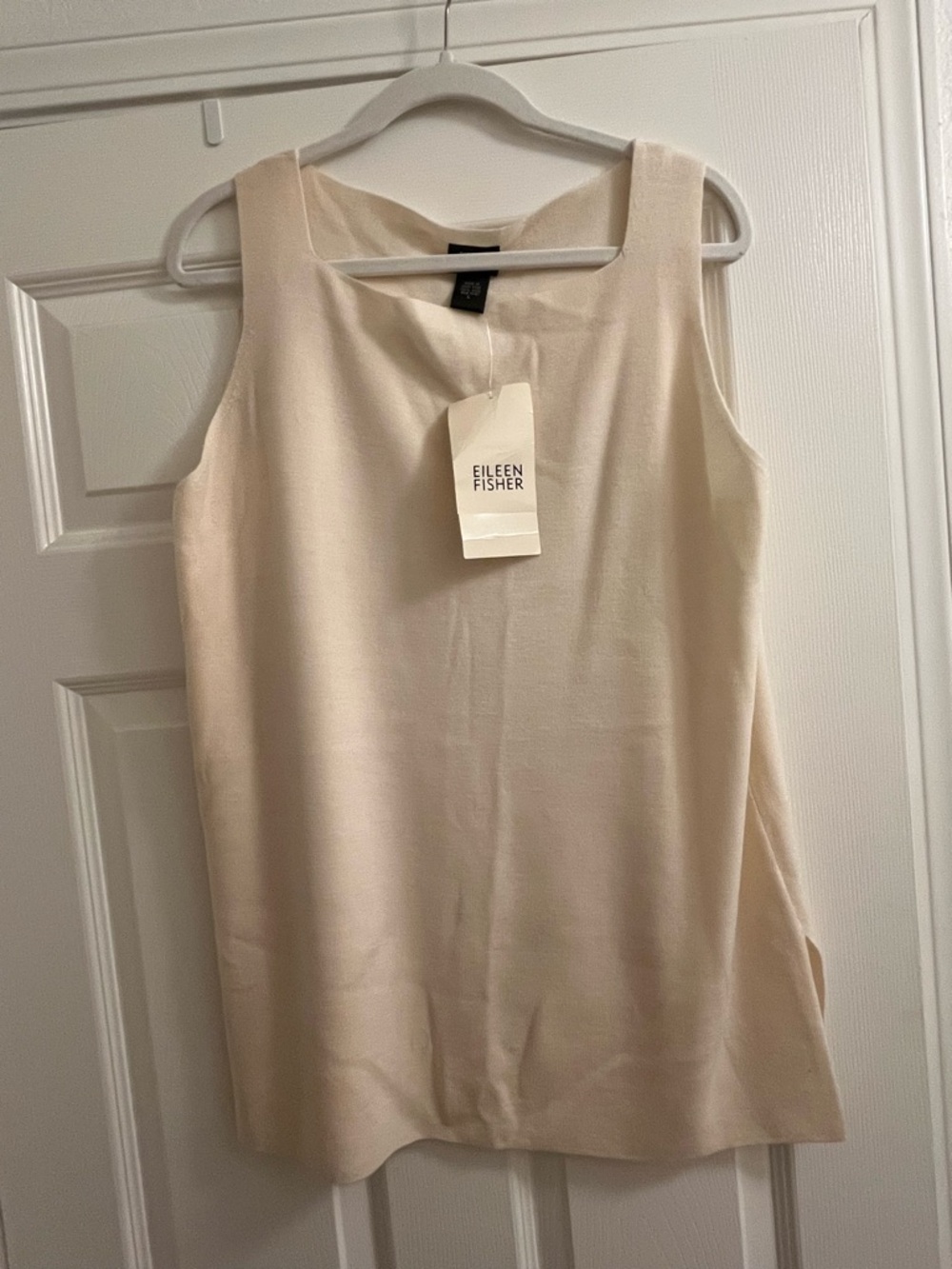 Eileen Fisher Soft Cream Sleeveless Tunic - Lightweight Merino Wool